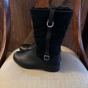 Ugg Australia Black Suede and leather waterproof Women's Winter Boots